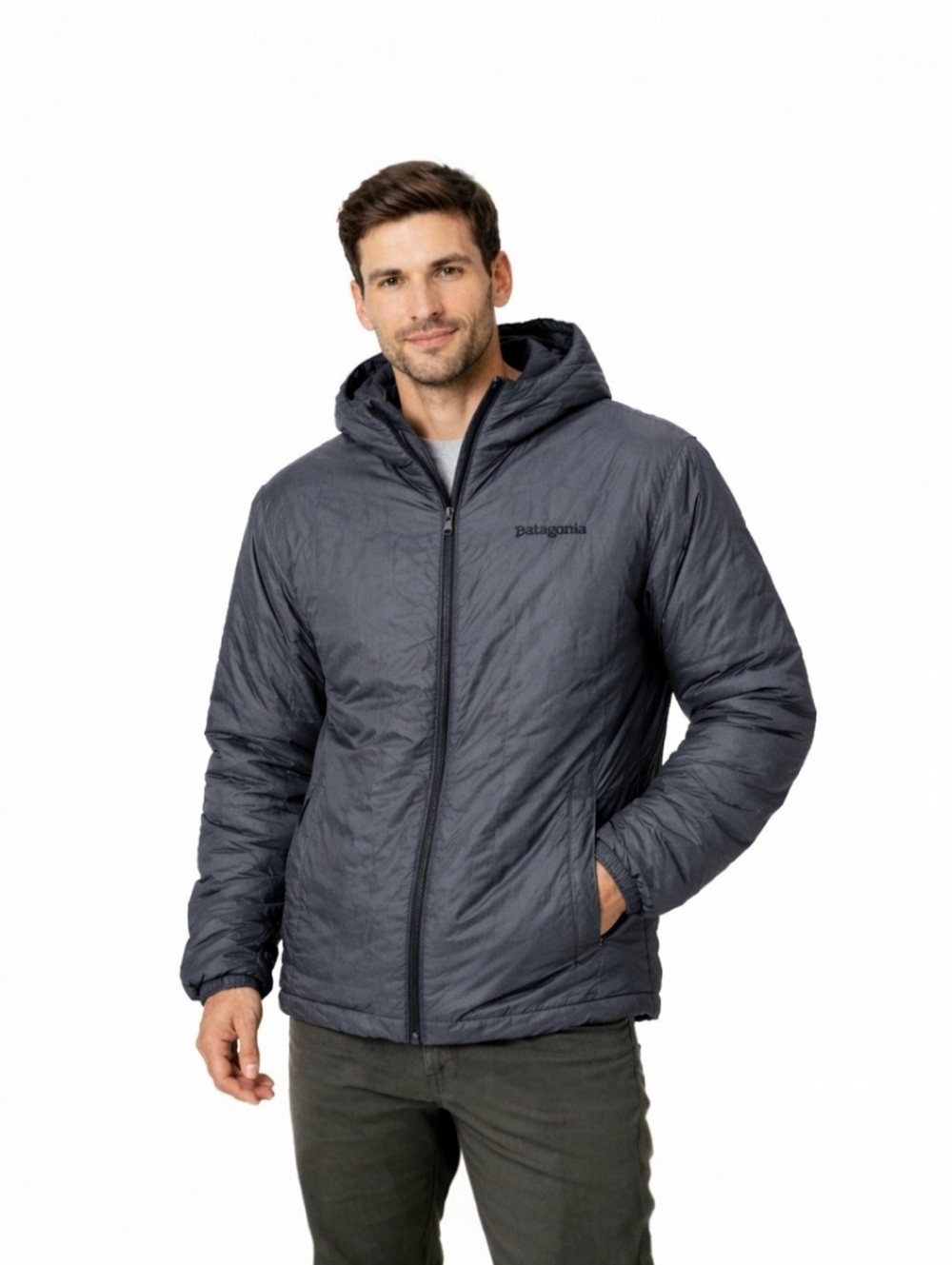 Patagonia Men’s L Insulated Jacket Gray Full Zip Lightweight Outdoor